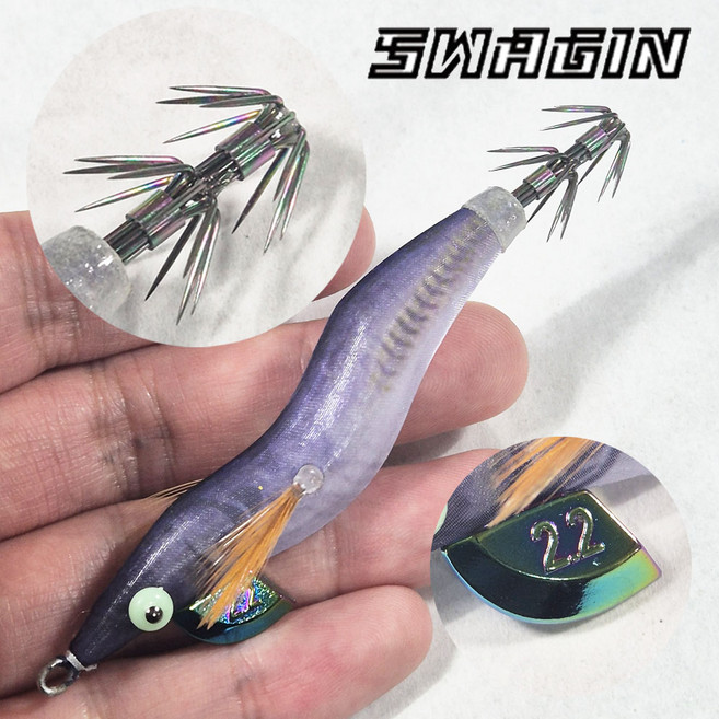 백경 스웨긴 슈가에기 한치 2.2호 25 NEW 티탄바늘 갑오징어 한치에기, 1개, 7.4g, #3 쉬폰퍼플