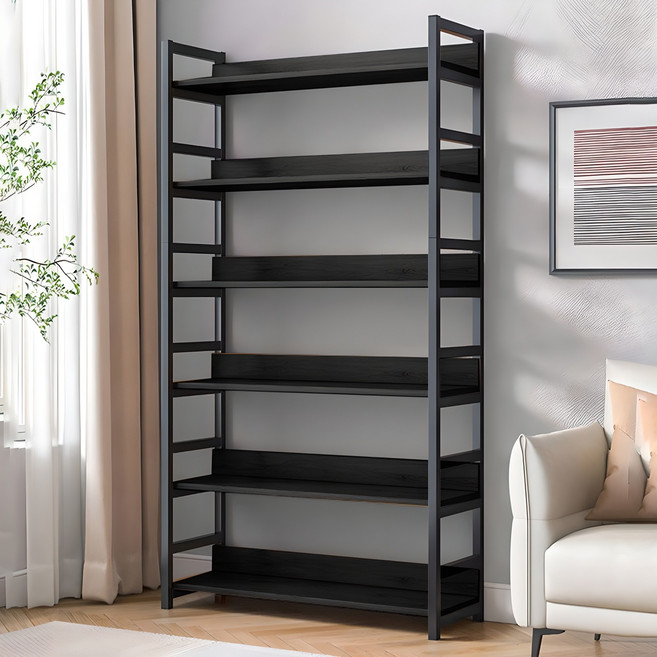 가구느낌 리버책장, 블랙블랙, 6단