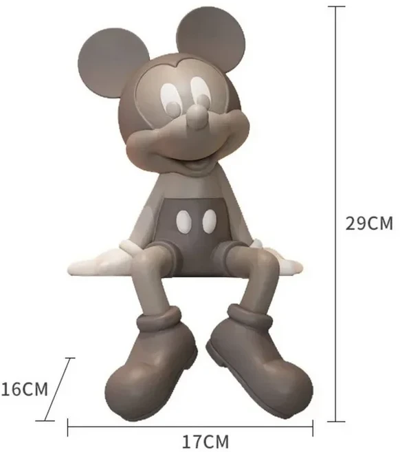 만화 미키 마우스 동상 레진 재질의 앉아있는 조각상 피규어 패션 브랜드 데스크탑 장식품 사무실 가정 인, 03 29cm Gray