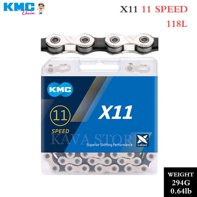 KMC MTB 체인 11단 도로 자전거 체인 118 링크 X11 X11EL X11SL 산악 자전거 현재 e11 eBike 체인 for Shimano M5100, X11 실버 블랙, 1개