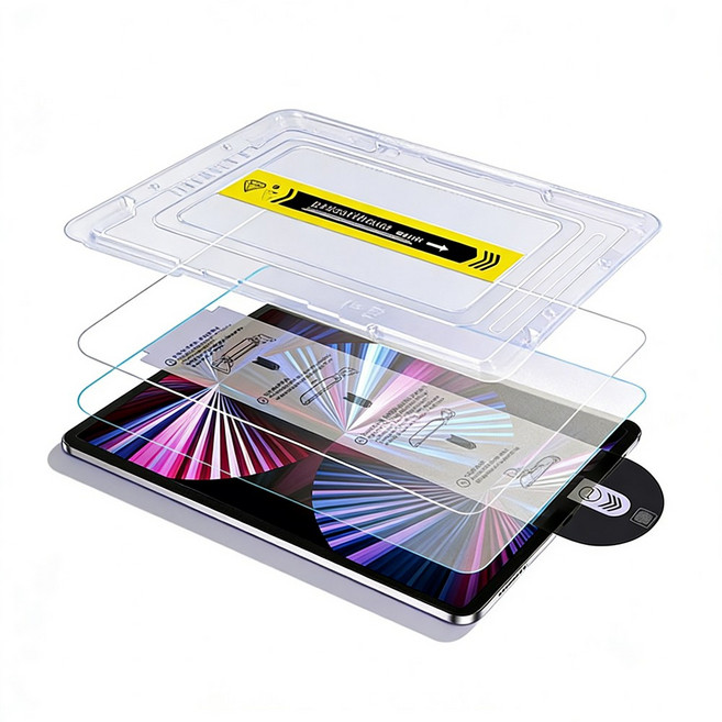 Mededo 아이패드 11세대 A16 10세대 A14 전용 자동 부착 먼지 방지 강화유리 액정 보호필름 부착 키트 포함, HD 투명도, 1개