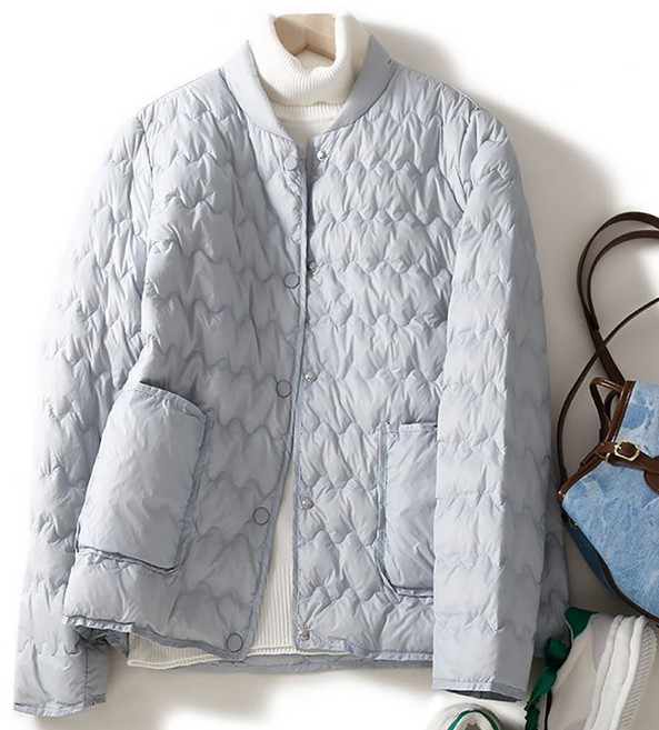 ROYALBELLE 여성 경량 퀼팅 포켓 루즈핏 캐주얼 단추 빅사이즈 패딩 자켓 K0103109