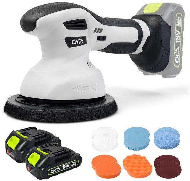 [국내출고] 무선 광택기 풀세트 마끼다호환 차량왁싱 듀얼폴리셔 6인치 배터리포함, 본품+배터리2개