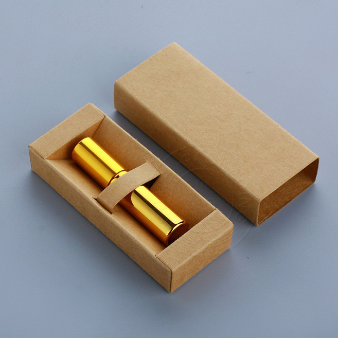 嗨購 5ml電鍍香水瓶帶包裝盒 滾珠瓶走珠瓶 玻璃精油瓶 分裝瓶, 1個, 棕盒+金色*電鍍 5ml+鋼珠*玻璃,電鍍 5ml+鋼珠