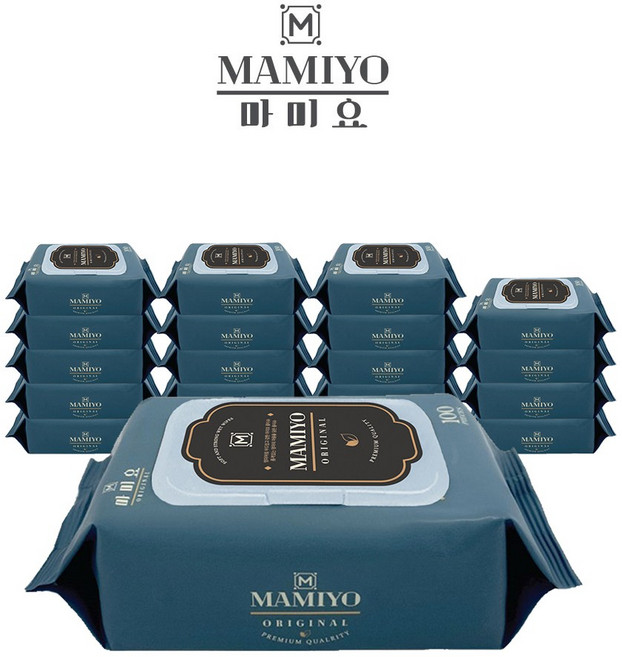 마미요 오리지널 대용량 캡형 아기물티슈 100매 20팩, 50g, 20개