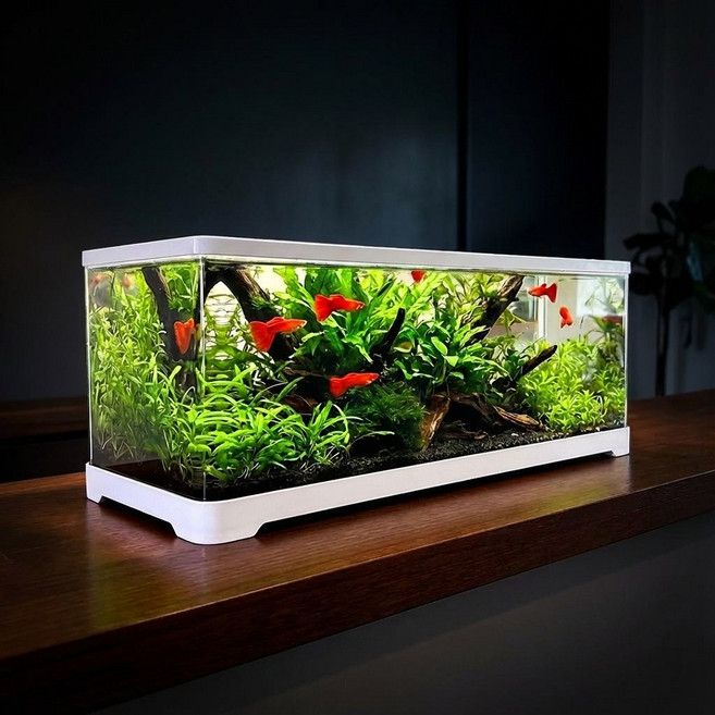 리비아쿠아 안깨지고 가벼운 신소재 60 와이드 슬림 2자 어항, 60와이드슬림 화이트