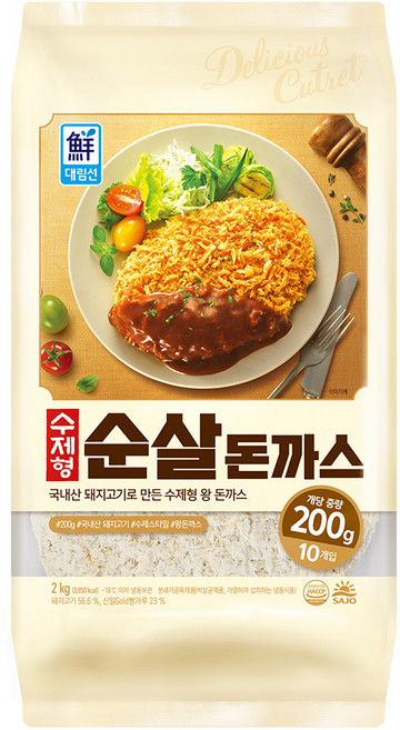 대림 수제형순살돈까스2kg대림, 2kg, 1개