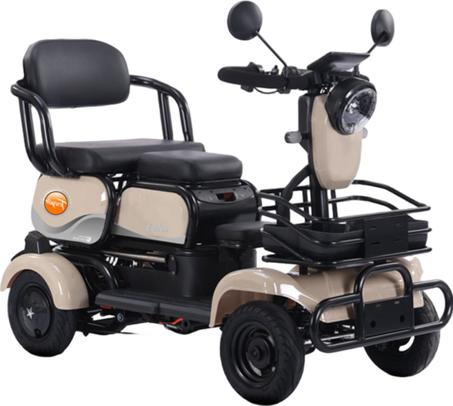 일렉휠스 사륜 전동 스쿠터 전기 자전거 노인 어르신 4륜 네발 중장년 어르신 효도 부모님 선물 전동차, 브라운, 스틸