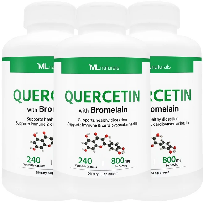 [미국번개배송] 착한명품 신제품 마이라이프 내추럴스 퀘르세틴 (순도 95%) with 브로멜라인, 3개, 240정 - 쿠팡