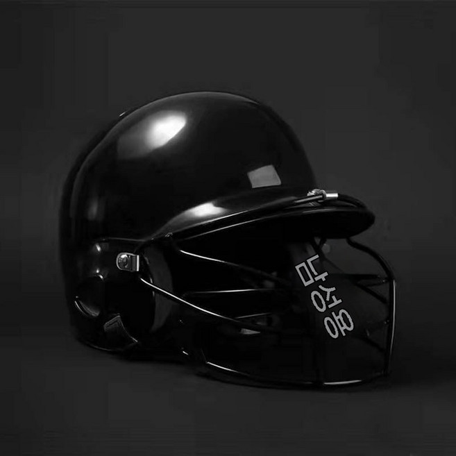 유소년야구헬멧 타자 양귀 초경량 안면 좌타 머리 보호대, 1개, 어덜트 블랙 (페이스 가드 포함)