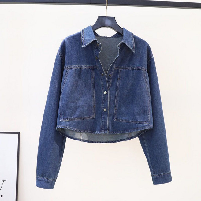 여성용 빈티지 데일리 숏 데님 코트 긴팔 루즈핏 포켓 청자켓