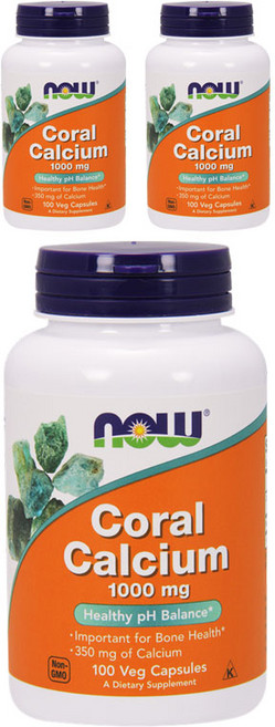 NOW Foods 珊瑚鈣1000mg素食膠囊, 100顆, 3罐