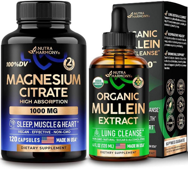 NUTRAHARMONY Mullein 마그네슘 시트레이트 캡슐, 1개, 120정