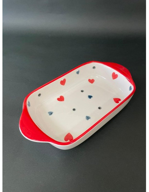 東昇瓷器餐具 愛心9吋雙耳長方烤盤, 1個, 愛心容量600cc