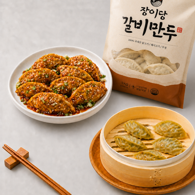 장이당 국내산 단짠단짠 갈비만두, 1kg, 4개