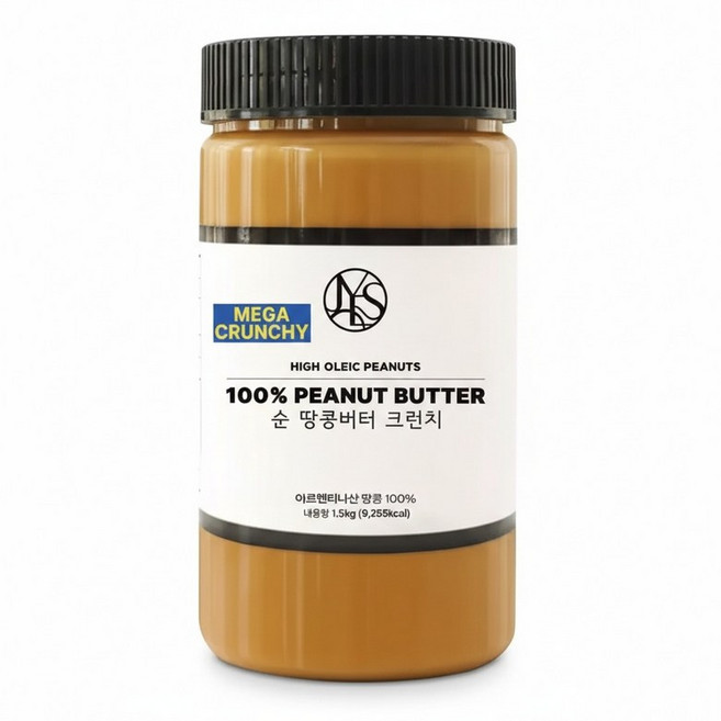 야스티 아르헨티나산 하이올레익 땅콩 100% 국내제조 순 땅콩버터 크런치 1.5kg X 1개 무첨가 100% 피넛버터 대용량 잼, 100g