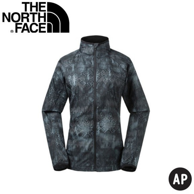 The North Face 女 防風防潑水外套 黑色印花
