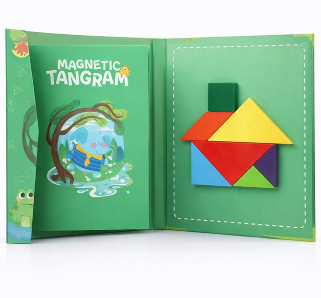 탱그램 ABS칠교자석놀이 4가지 디자인 EQ IQ 치매예방 도형놀이 탱그램 수학놀이 도안놀이, 옵션2번일러스트연두, 1개