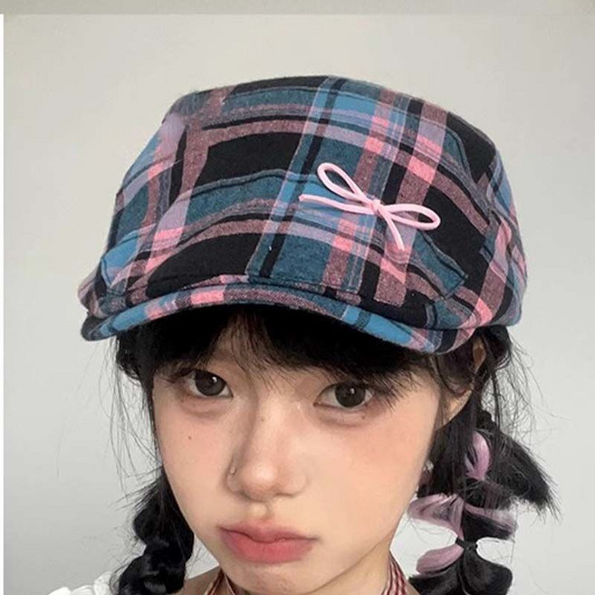 韓版復古英倫風格子貝雷帽鴨舌帽