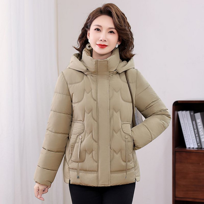 여성 겨울 후드 집업 패딩 루즈핏 코트 캐주얼 보온 자켓 경량 패딩 중년 엄마 누빔 아우터SYW