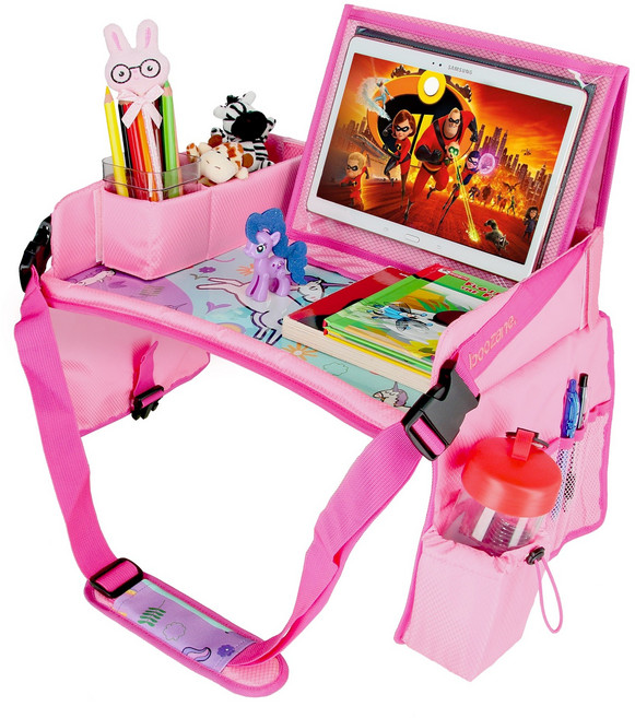 [신개념 여행 솔루션] 키즈 플레이보드 (핑크/그레이/블루) 카시트 트레이 테이블, 핑크, 1개