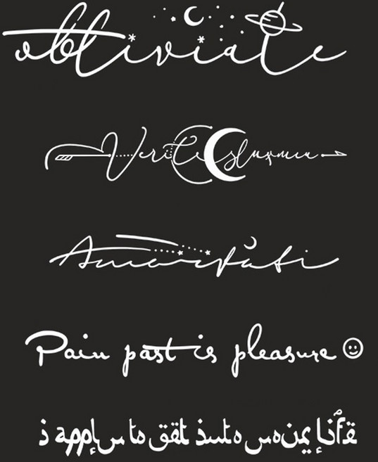 타투스티커 헤나 문신 레터링 오래가고 빛반사 없는 타투, HC-013 11x18cm, 1개