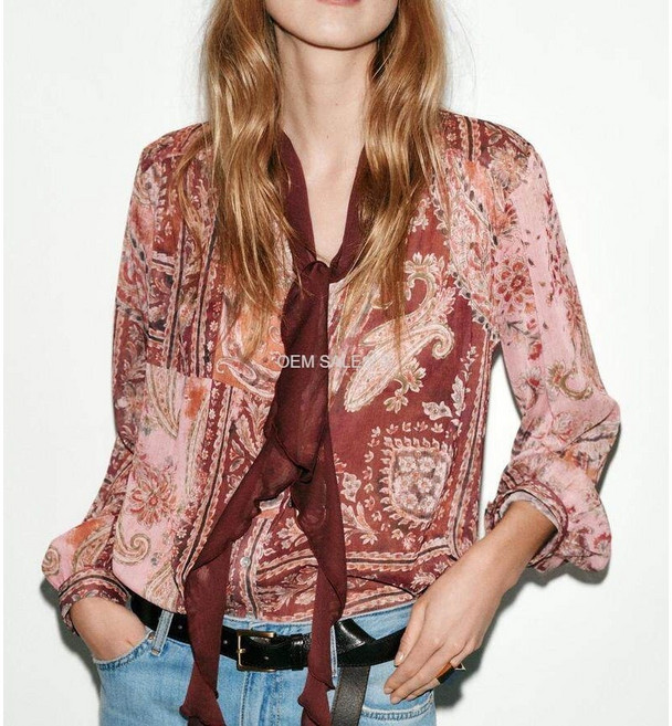 자라 리본 프린트 블라우스 3564081