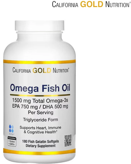 캘리포니아골드뉴트리션 노르웨이 오메가3 피쉬오일 내추럴 레몬맛 180정 DHA EPA, 1개 - 쿠팡