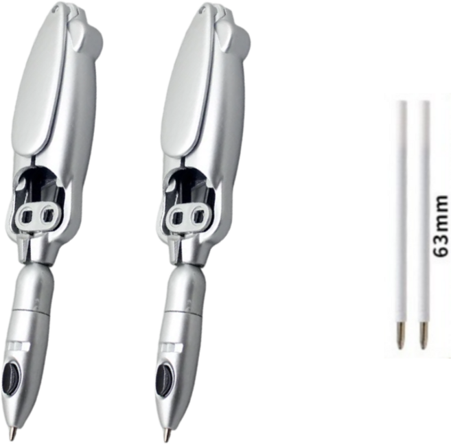 후니앤 필기감 부드러운 신기한 변신 오징어 로봇 볼펜 0.35mm 볼펜*2+펜심*2, 1세트, 실버