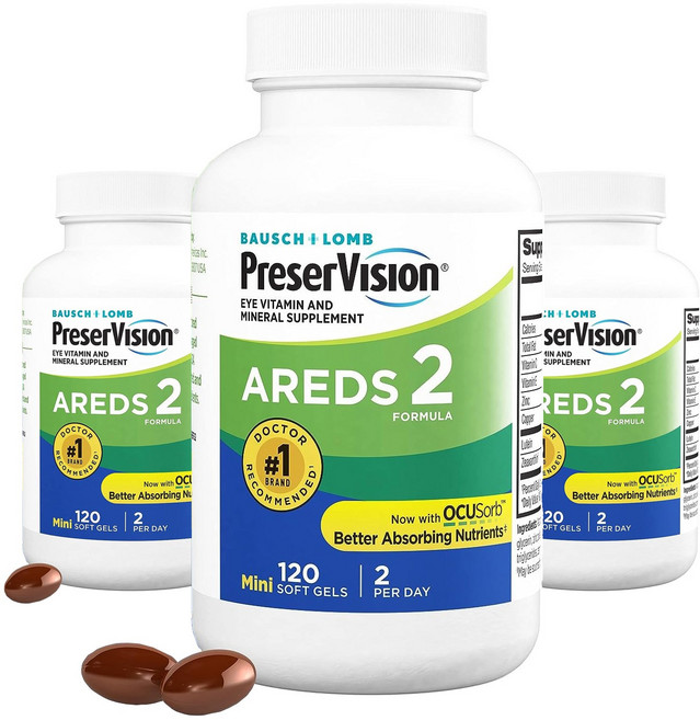 바슈롬 프리저비전 아이 비타민 & 미네랄 AREDS 2 소프트젤, 3개, 120정