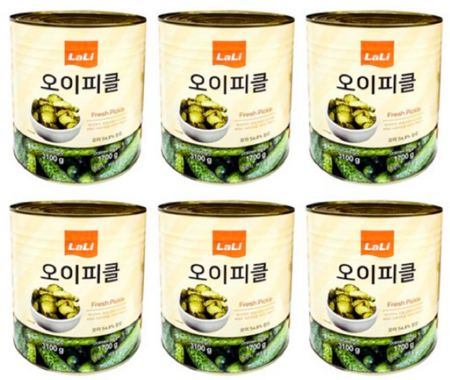 오이피클(라리 슬라이스 3.1K)X6, 3.1kg, 6개