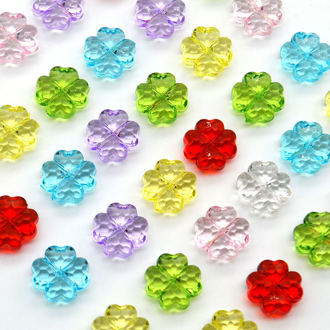 (100p) 13mm 네잎클로버 비즈, 혼합, 100개