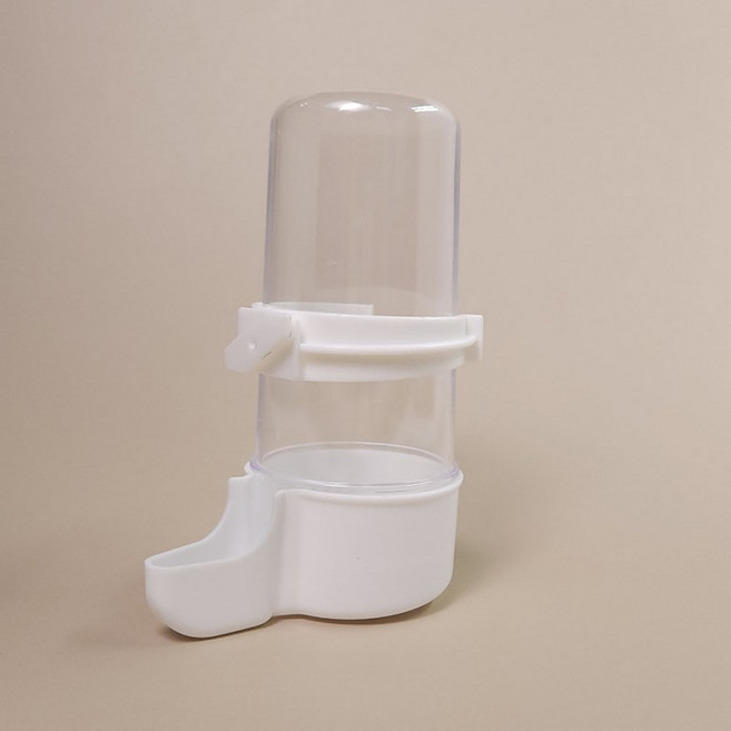 뚱스몰 새 모이통 자동 급식기 앵무새 급수기 조류용 물병 케이지 고정형 알곡 먹이통, 1개, 화이트