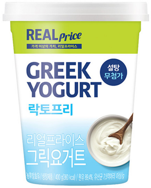 리얼프라이스 락토프리 그릭요거트, 3개, 400g