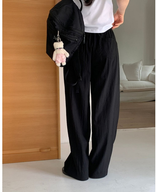 바이위시 바스락 프릴 밴딩 와이드 배색 팬츠 여름 바지