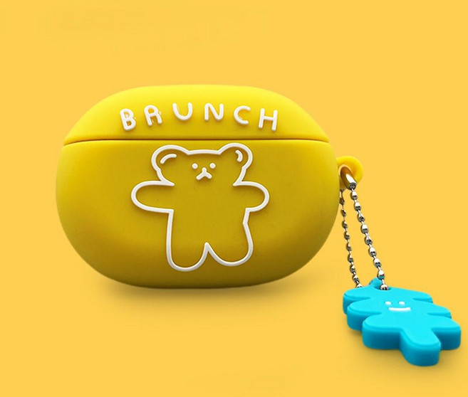 비츠 스튜디오 버즈+ 케이스 Beats Studio Buds + Apple 보호 커버 호환, 옐로우 베어, 1개