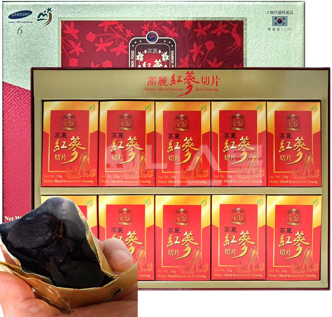 고려홍삼절편 200g (20 g x 10 개입) 홍삼슬라이스 쇼핑백포함 부모님 수험생영양간식, 1개
