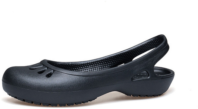 超輕洞洞鞋女軟底美林蒂醫院護士鞋白色包頭大碼防滑沙灘鞋花園鞋, 10 cm, 美林蒂黑色:37標準