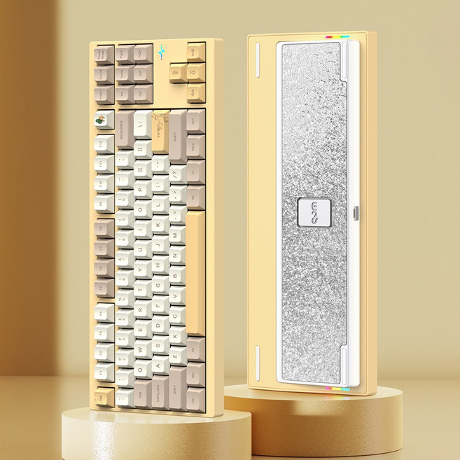 [국내정품] WOB CRUSH80 풀 알루미늄 유무선 블루투스 게이밍 기계식 키보드 극지해축, 옐로우, 제조사축