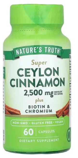 Natures Truth 슈퍼 실론 시나몬 플러스 비오틴 및 크로뮴 캡슐 60정 1개 - 쿠팡