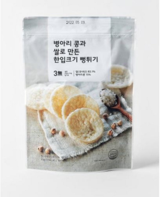 설탕무첨가 자주 병아리콩과 쌀로 만든 한입 크기 뻥튀기, 30g, 1개