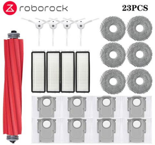 Roborock Q Revo P10 A7400RR 로봇 진공 청소기 액세서리 메인 사이드 브러시 헤파 필터 천 먼지 봉투, 21 23pcs, 1개
