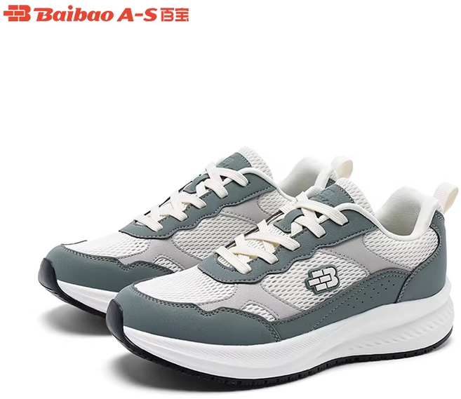 Baibao A-S 百寶 灰色網面拼接設計運動鞋