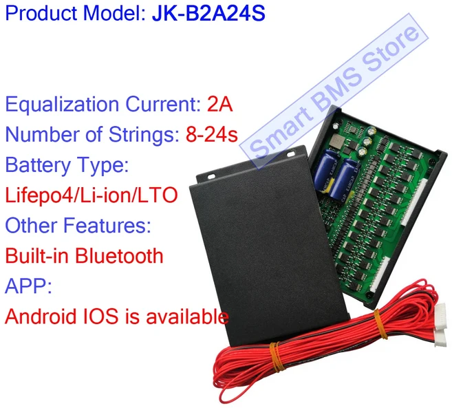 JiKong Smart BMS 액티브 밸런서 8s 16s 20s B2A16S 10A 리튬 이온 Lifepo4 이퀄라이저(BT 포함), 01 Adapter Board and BT, 04 B2A24S