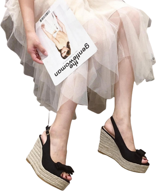 키높이 여성 웨지힐샌들 휴가철 통굽 스트랩샌들 통굽뮬 라탄