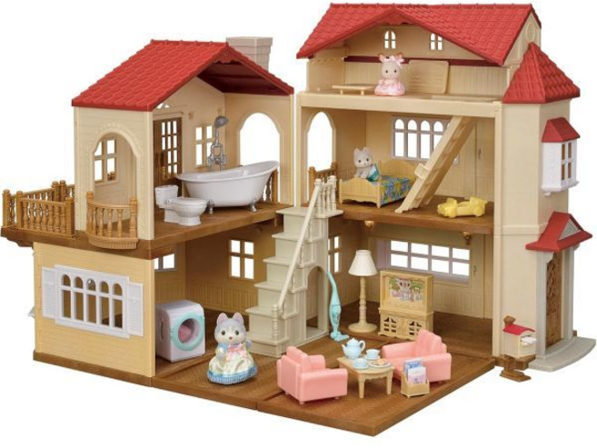 실바니안 3층집 패밀리 빨간 지붕 하우스 세트 다락방