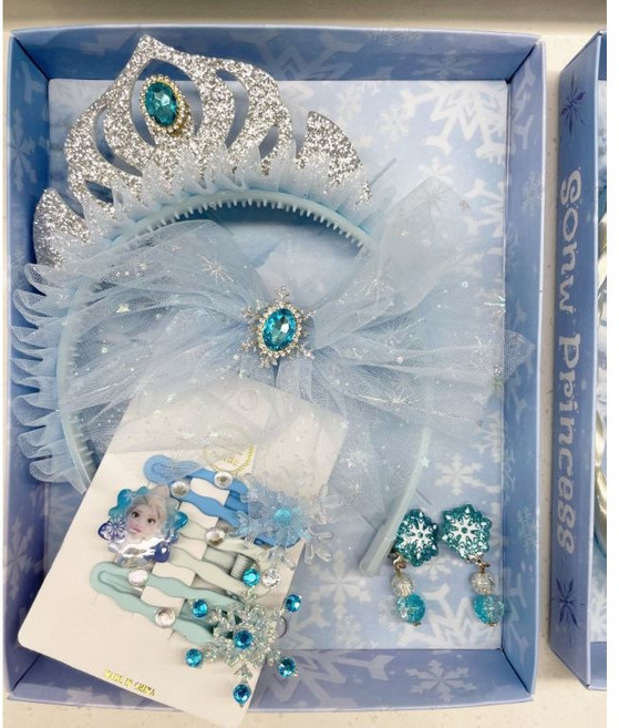more 겨울왕국 엘사 헤어핀 가발핀 왕관 머리띠 여아 생일 선물 핀 세트