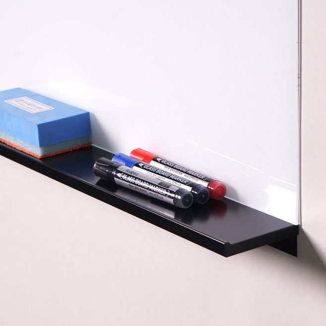 이지 유리칠판받침대 블랙 600mm 보드마카 펜 트레이 지우개거치대, 1개