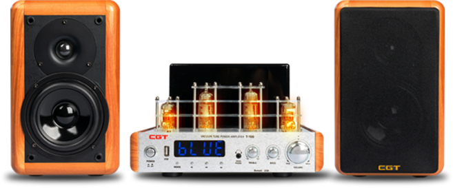 씨지텍 튜브진공관오디오 100W 아날로그 감성사운드 맑고 명료한 소리 진공관앰프 스피커2개