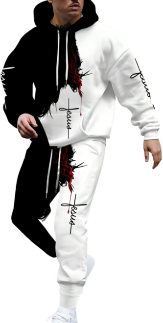 가을 겨울 남성 3D 프린팅 후드 긴팔 트레이닝 세트 뉴타임즈 L345O509